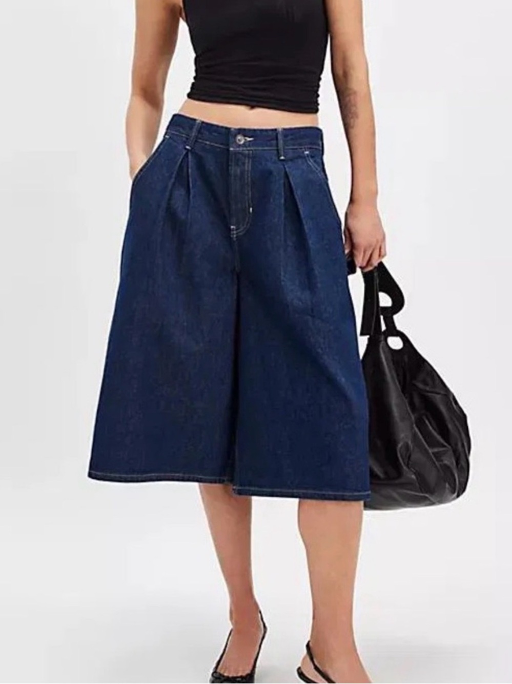 Free People Crvy Antonio Culotte Jeans Womens Sz 27 Crop Wide Leg Pleated New